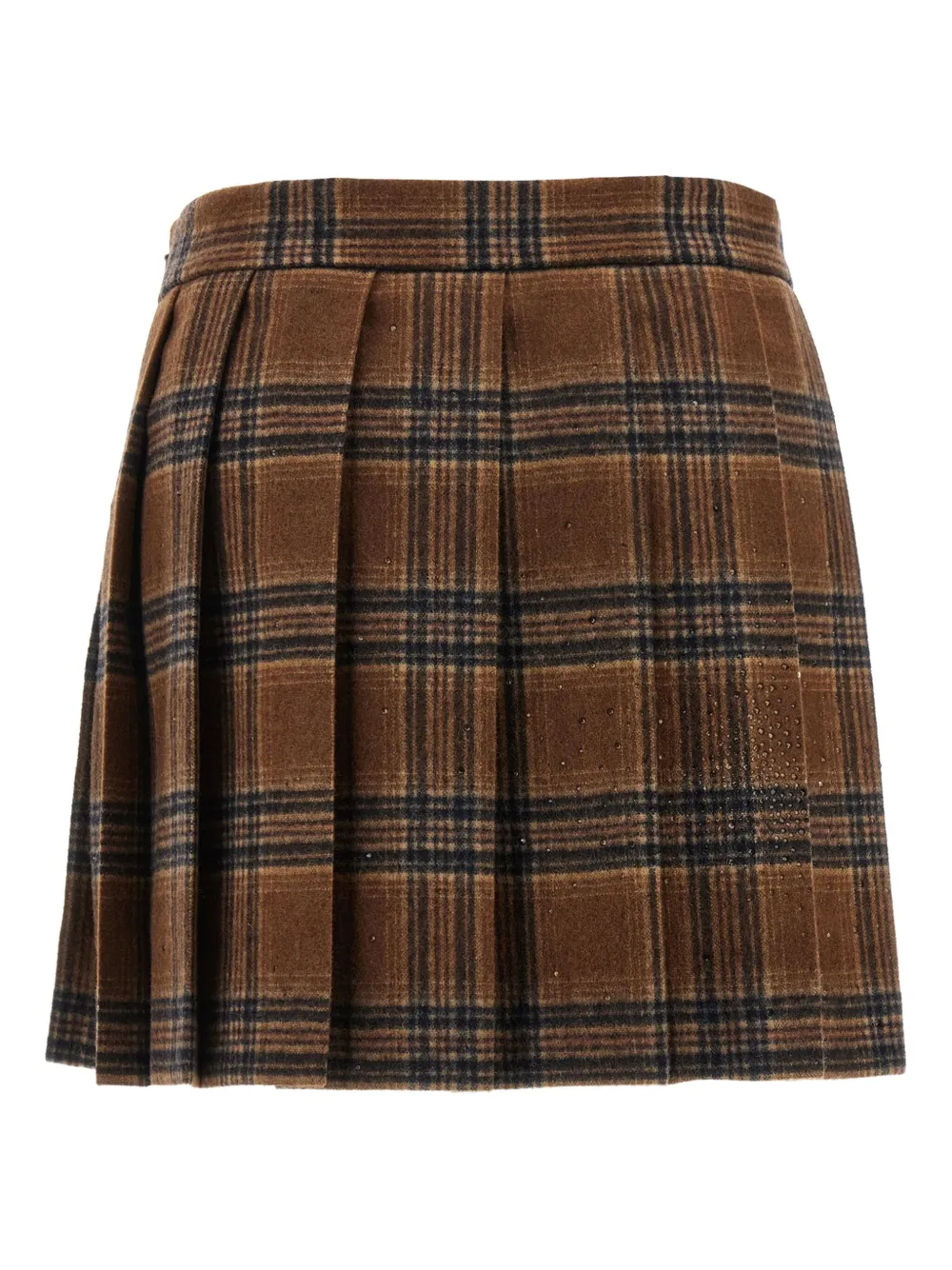 Giuseppe Di Morabito Tartan Skirt With Pleats And Embellishments In Brown