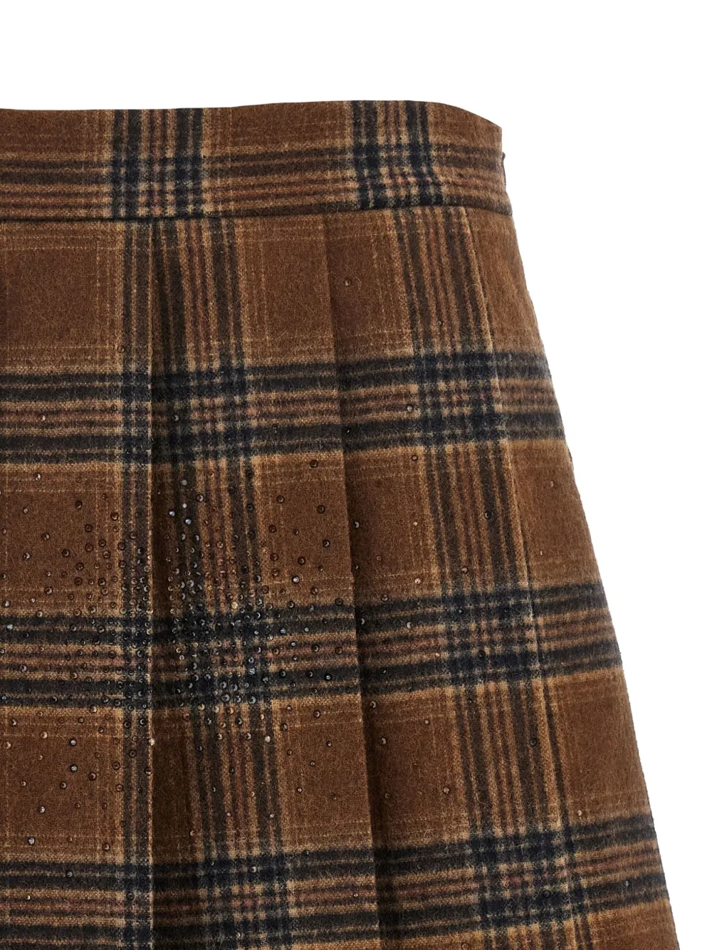 Giuseppe Di Morabito Tartan Skirt With Pleats And Embellishments In Brown