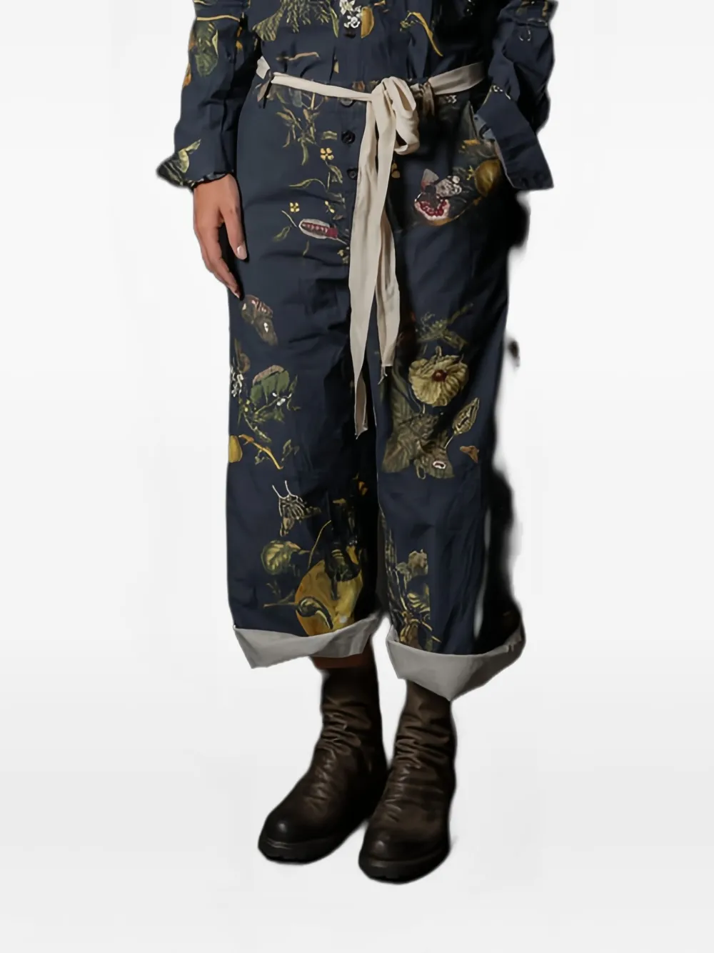 Aleksandr Manamïs Floral-print Cotton Trousers In Blue