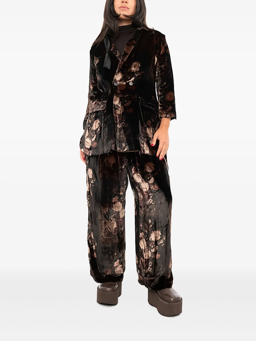 Aleksandr Manamïs floral-pattern velvet trousers | Straight-Leg Pants | Image 2