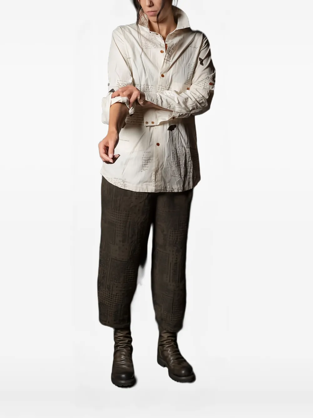 Aleksandr Manamïs Long-sleeve Button-fastening Shirt In Neutral