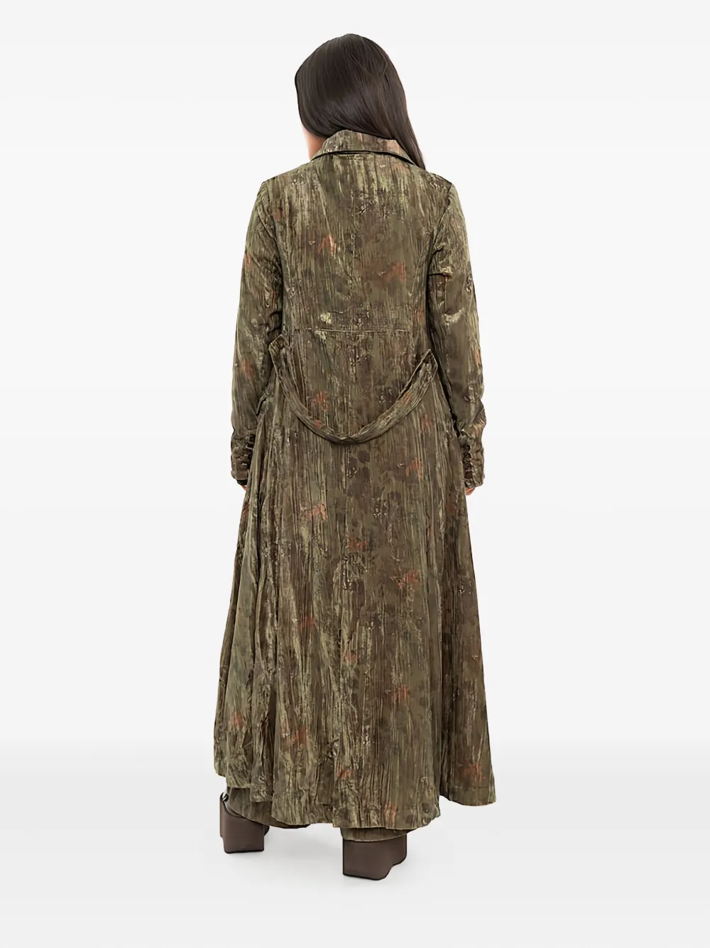 Aleksandr Manamïs Abstract-print Double-breasted Coat In Green