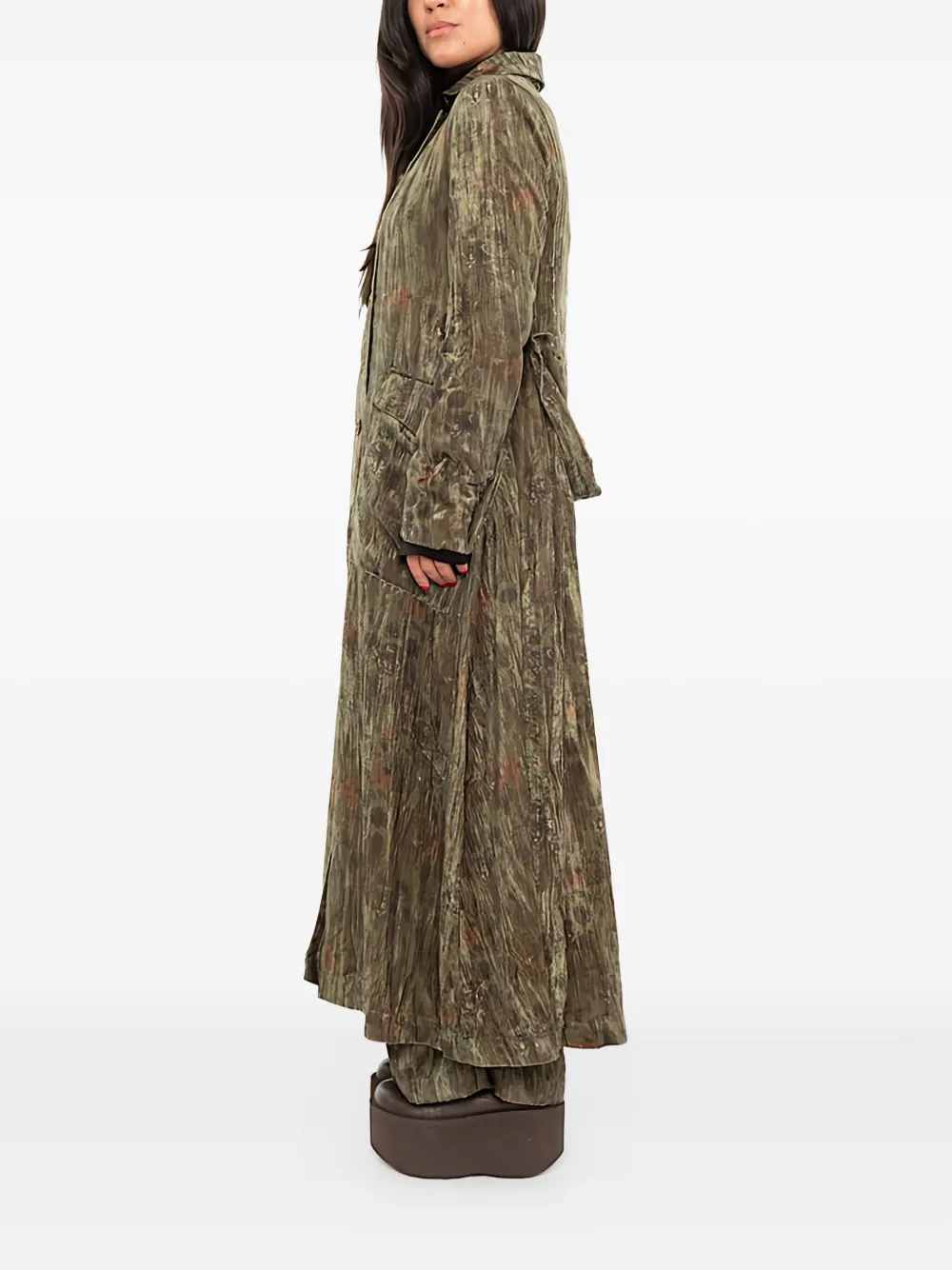 Aleksandr Manamïs Abstract-print Double-breasted Coat In Green