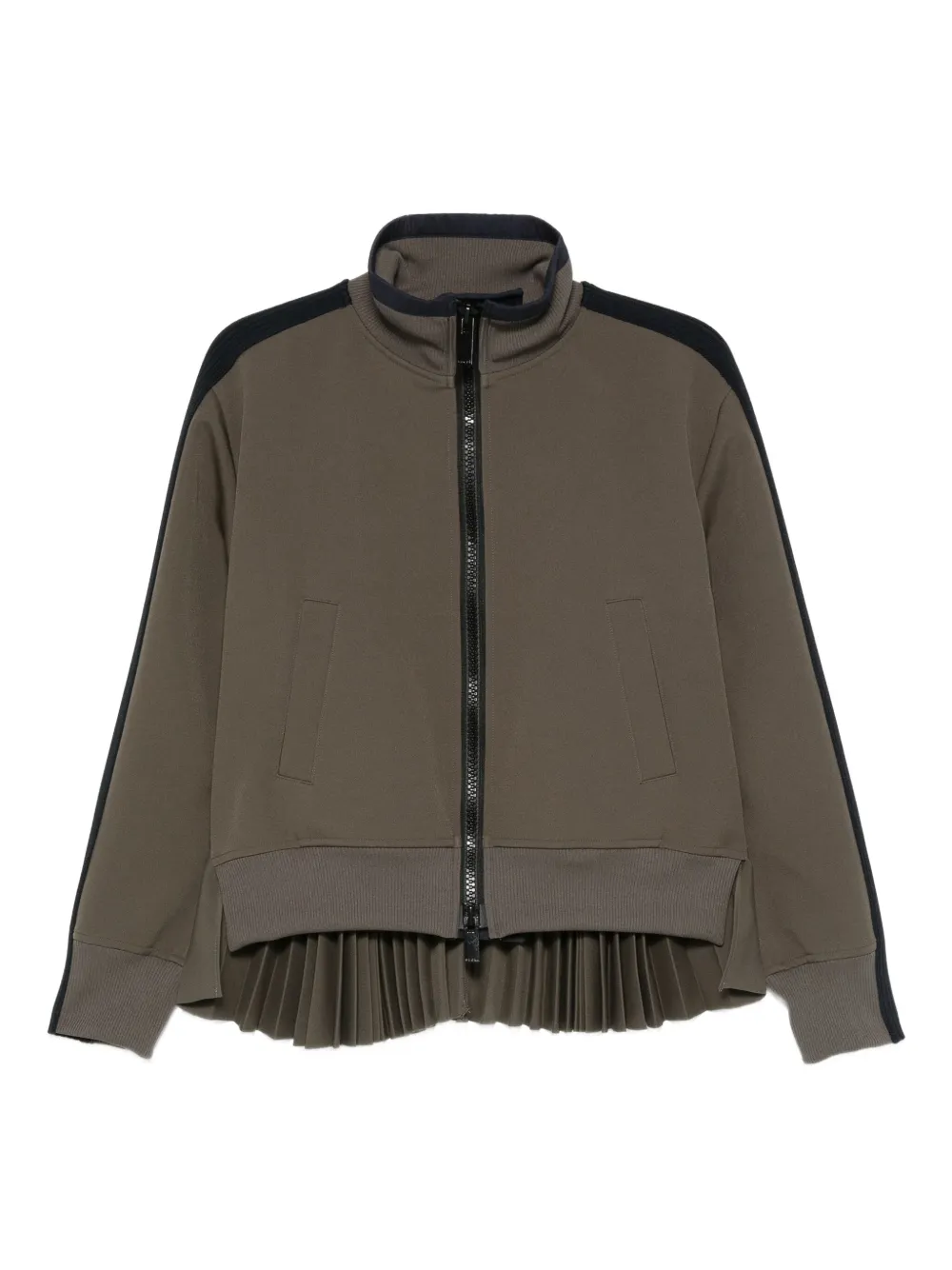 Sacai Pleated-back Zip-front Jacket In Black