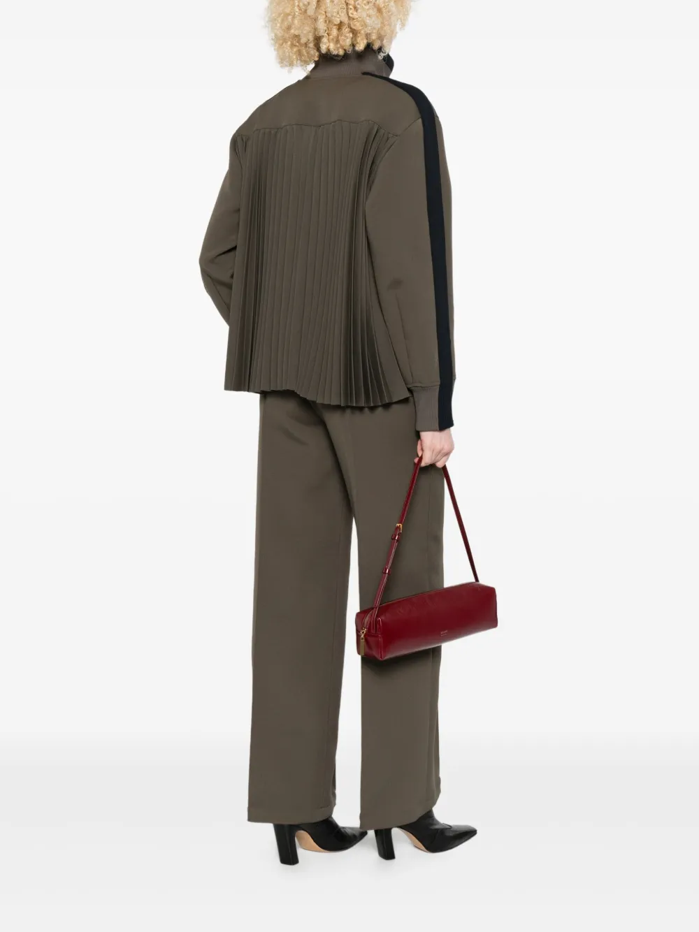 Sacai Pleated-back Zip-front Jacket In Black