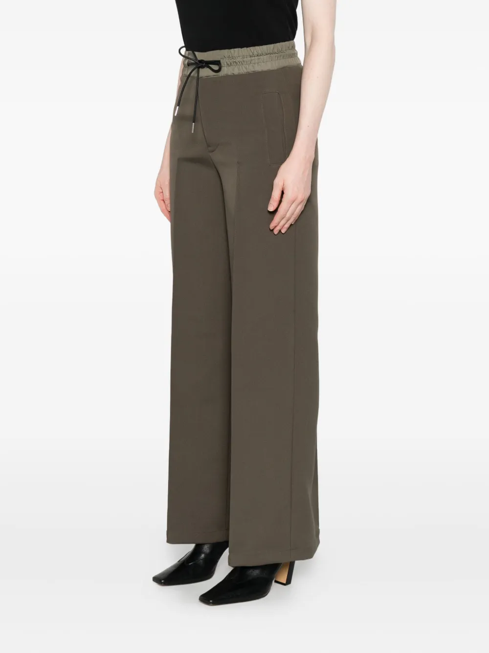 Sacai Drawstring-waist Trousers In Green