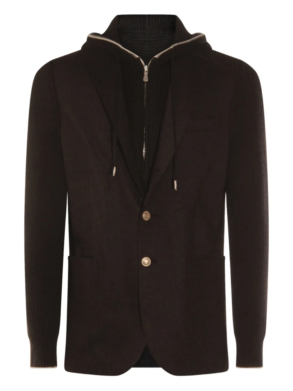 Eleventy Wool Hooded Jacket In Brown