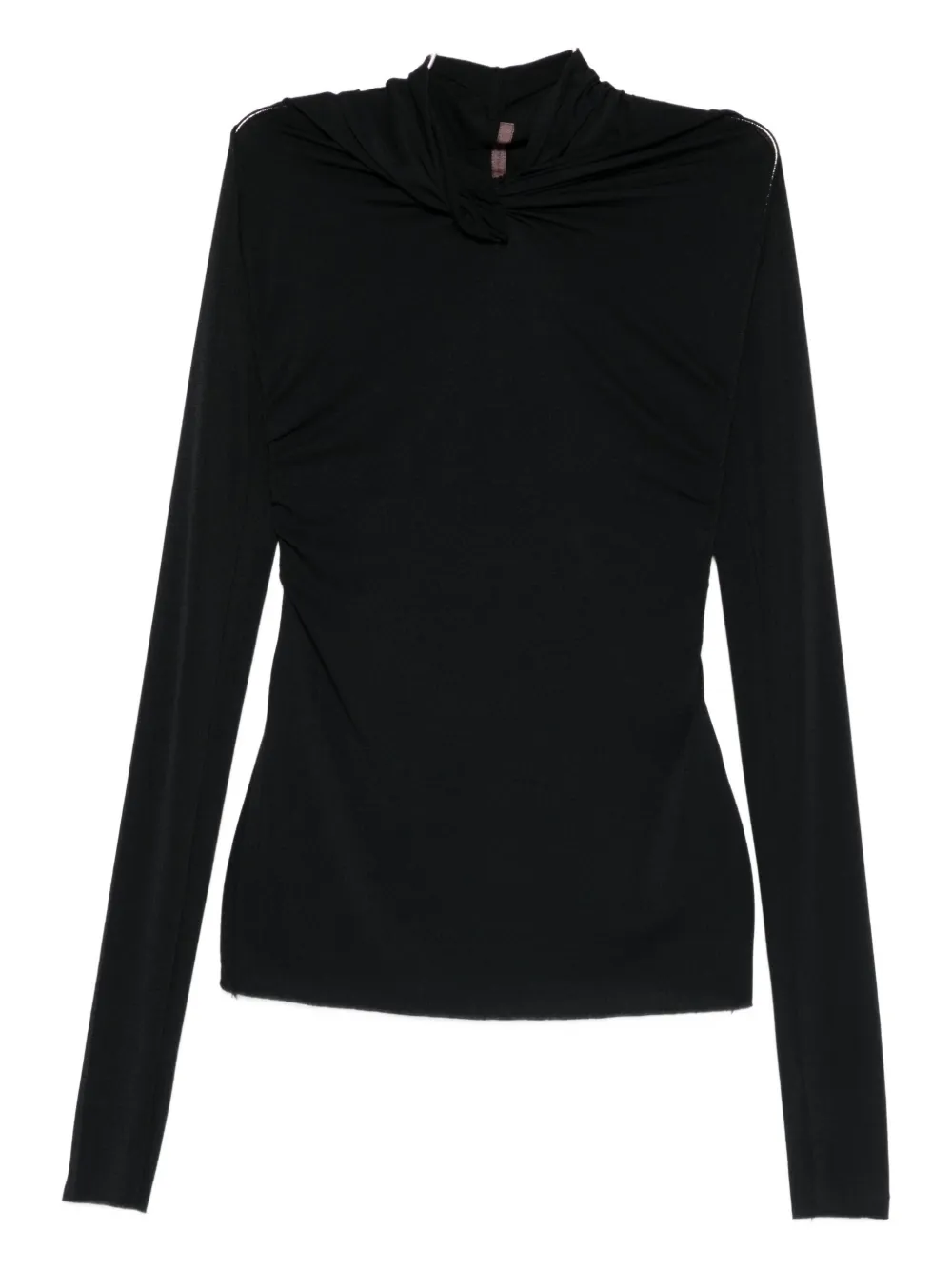 Rick Owens Twisted Long-sleeve Top In Black