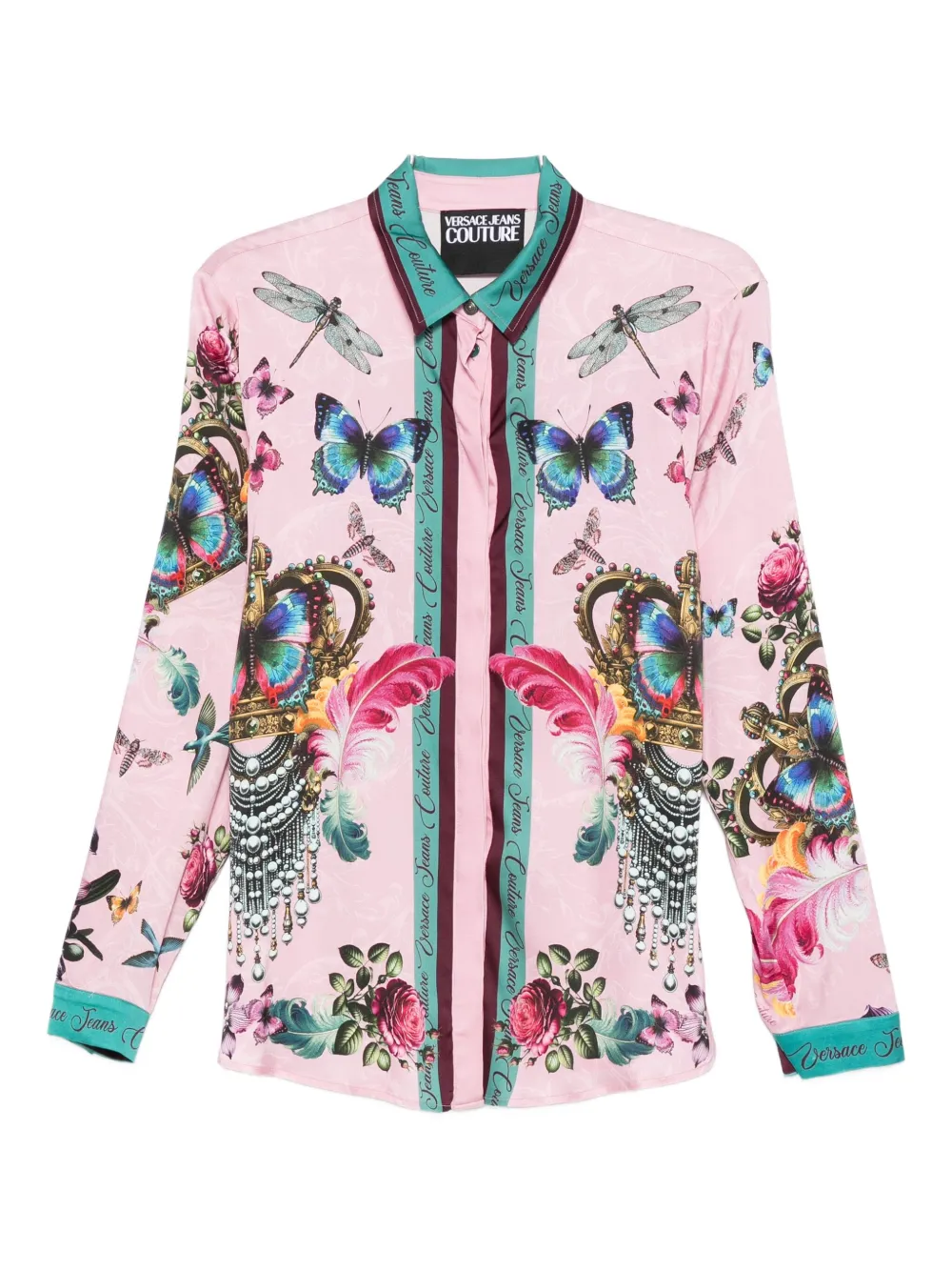 Versace Jeans Couture Floral-print Shirt In Pink