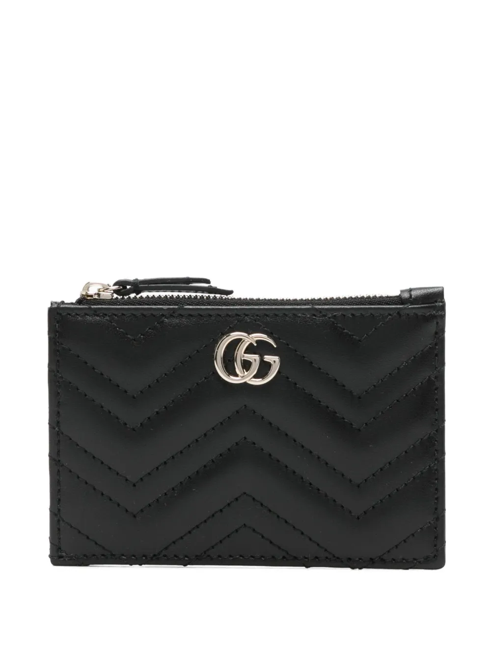 Gucci Gg Marmont Leather Keyring In Black