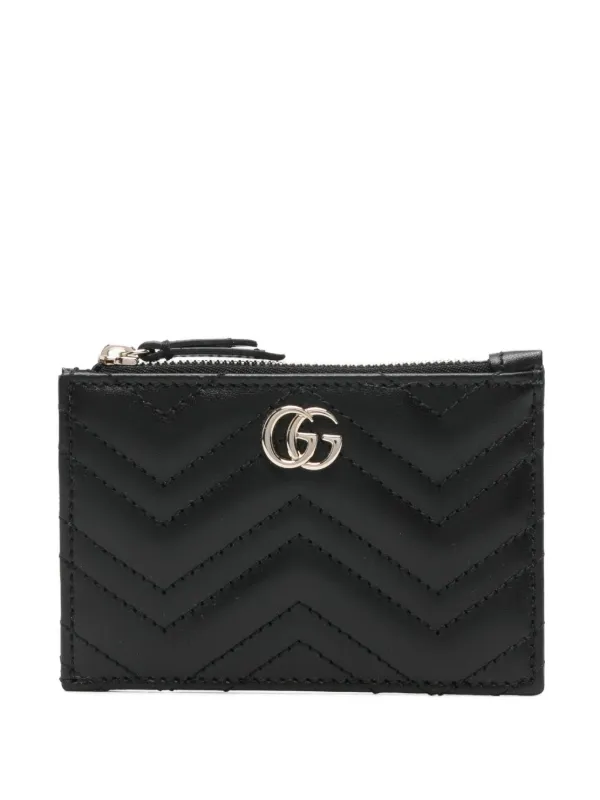 小物 Gucci wallet Gucci Porta-chaves GG Marmont Com Zíper | Preto | FARFETCH BR