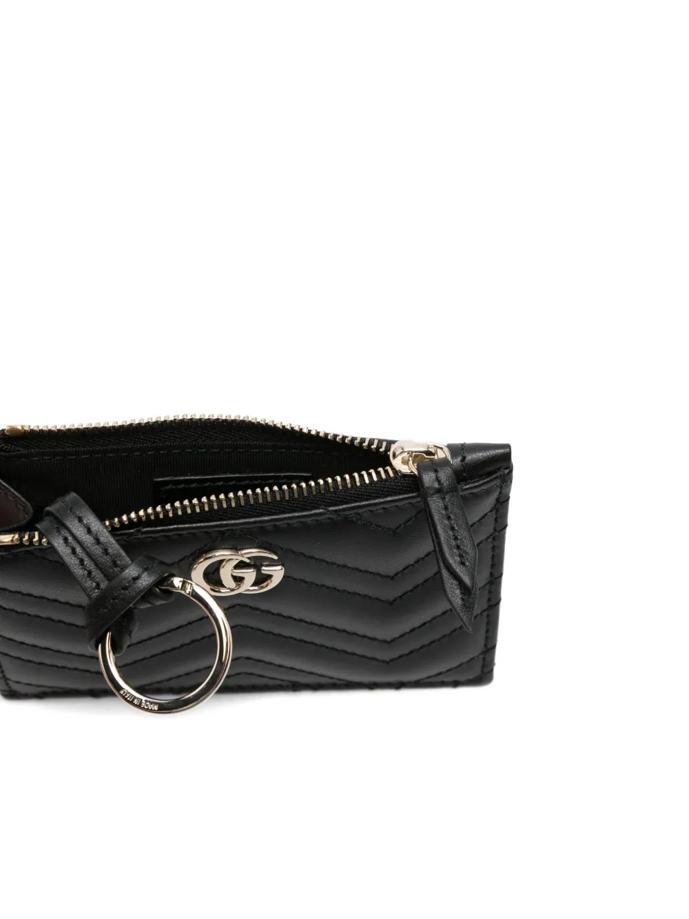 Gucci Gg Marmont Leather Keyring In Black