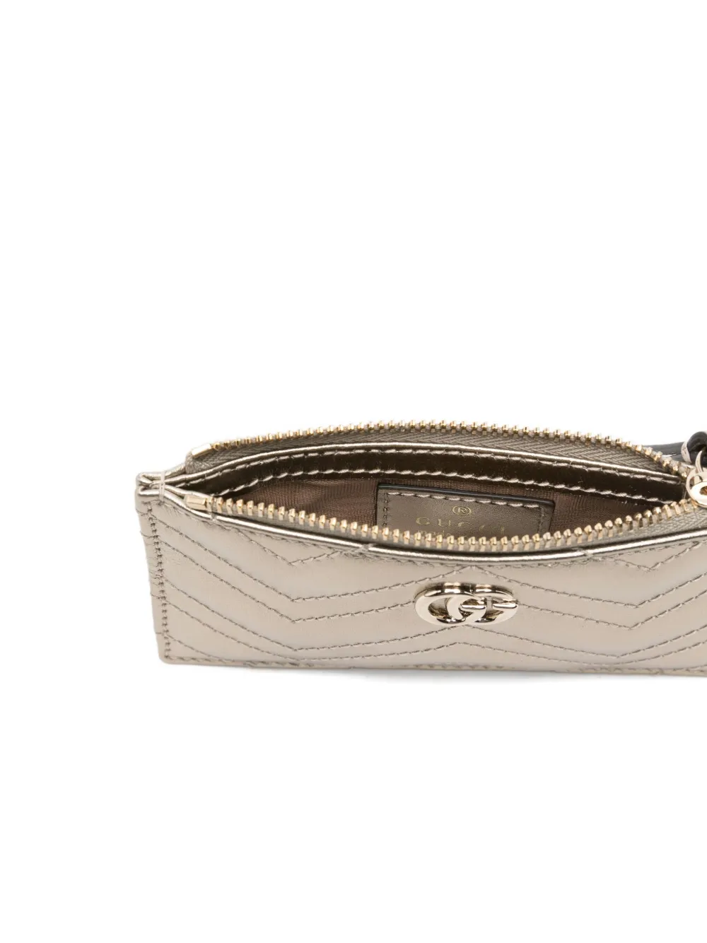 Gucci Chevron Gg Wallet In Silver