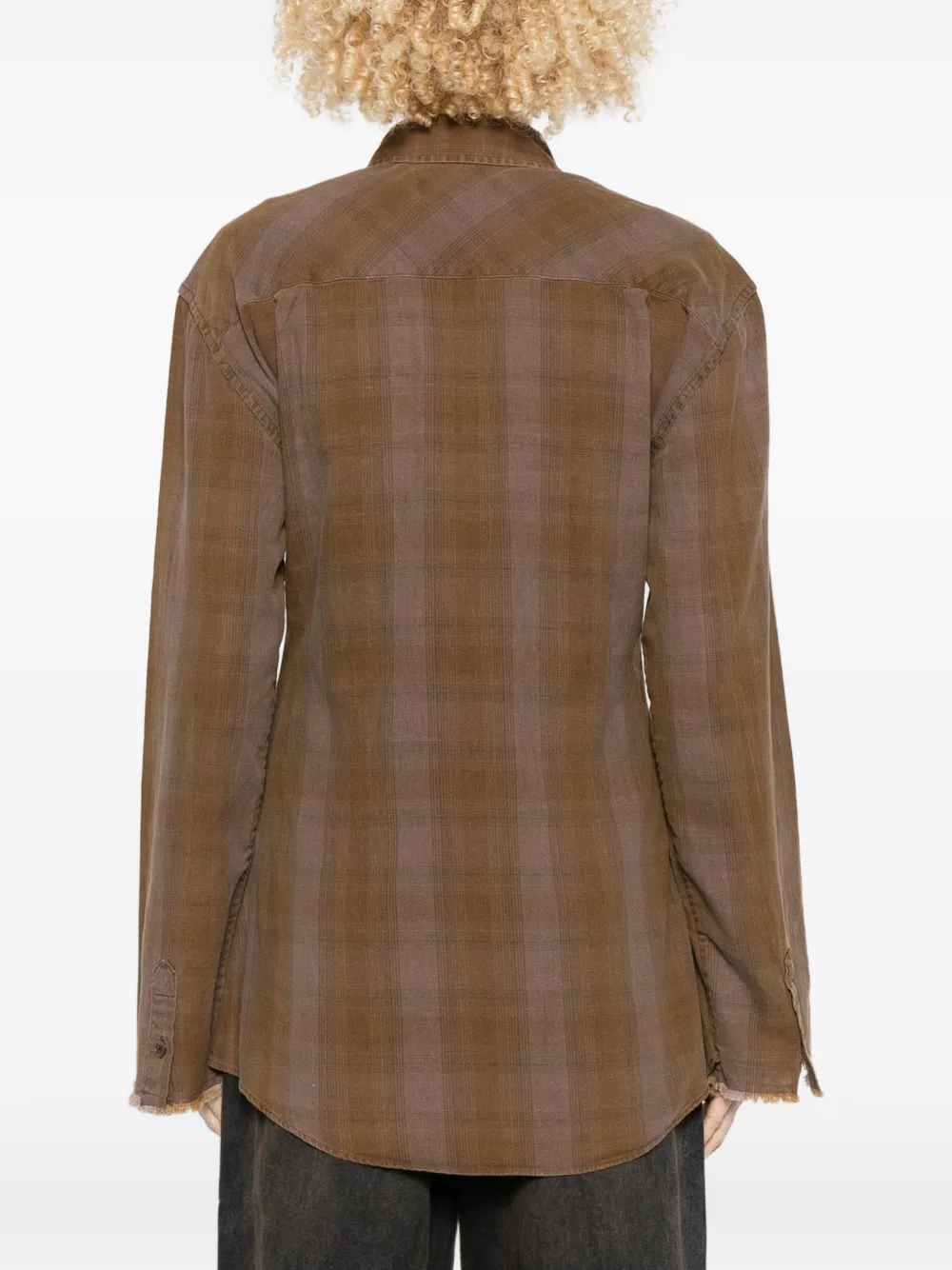OUR LEGACY Daisy geruite blouse met zak Bruin