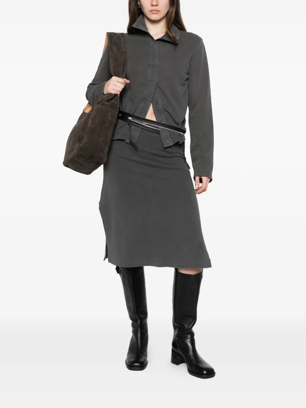  Our Legacy Picnic Scalloped-trim Midi Skirt - Grey 