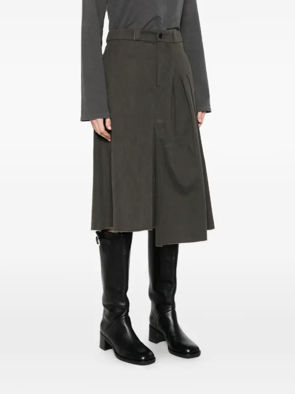 OUR LEGACY Origami asymmetric-hem Midi Skirt | Grey | FARFETCH