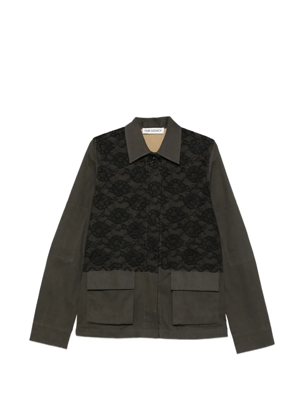 OUR LEGACY Split lace-appliqued blazer - Grigio