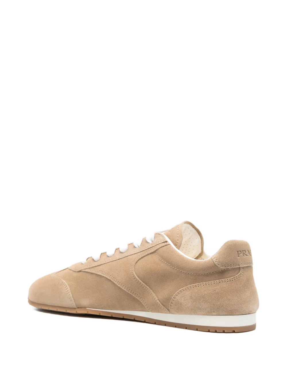 Prada suede lace-up sneakers Beige