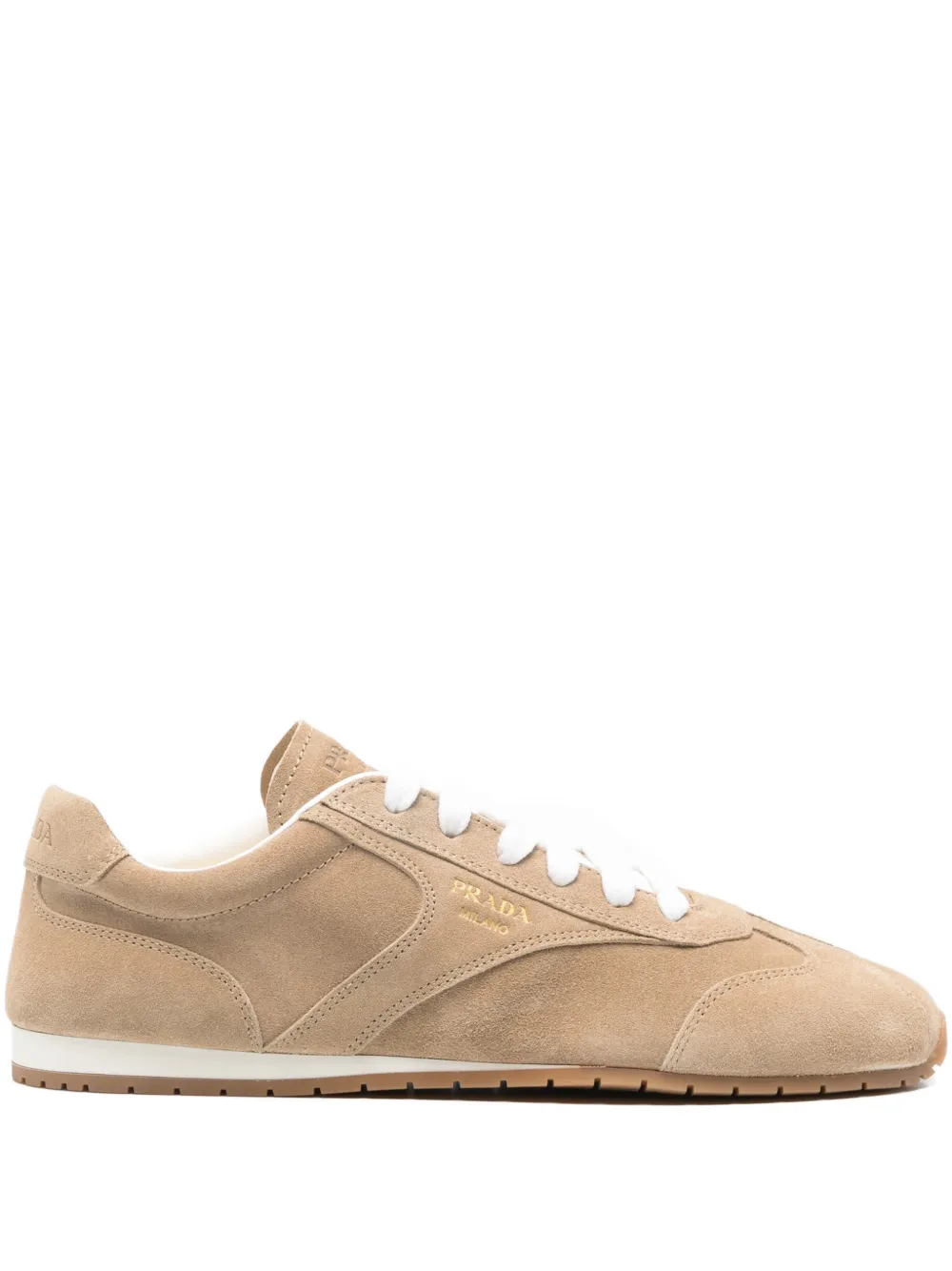 Prada suede lace-up sneakers Beige
