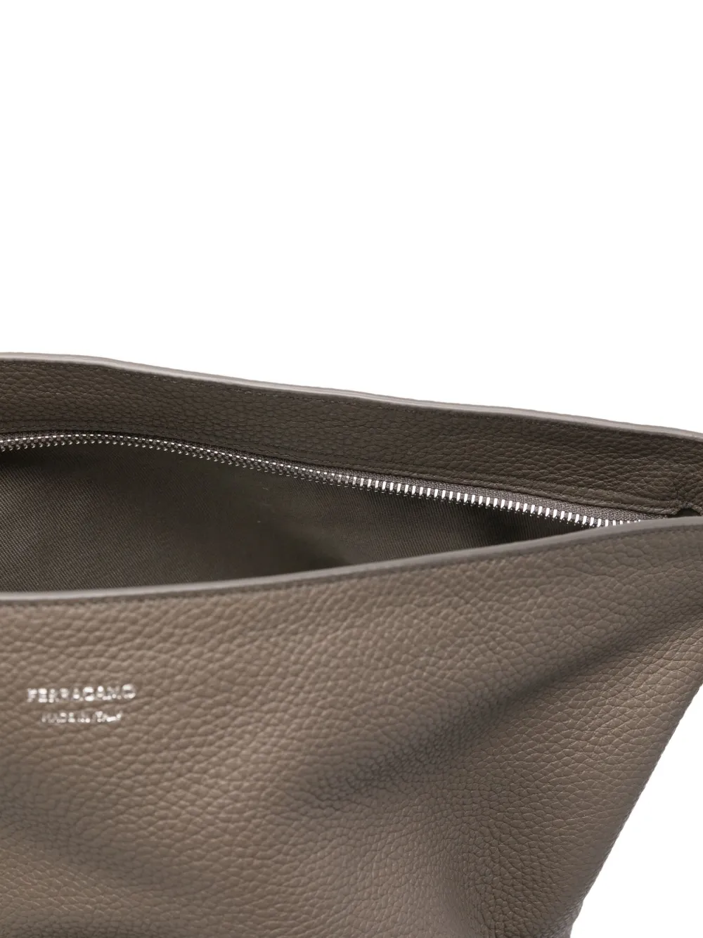 Ferragamo Gancini-buckle Leather Shoulder Bag In Gray