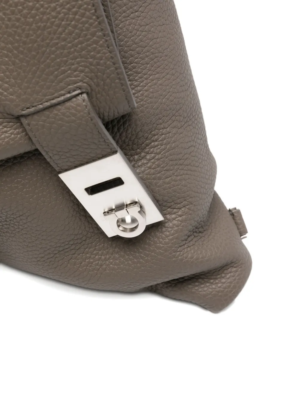 Ferragamo Gancini-buckle Leather Shoulder Bag In Gray