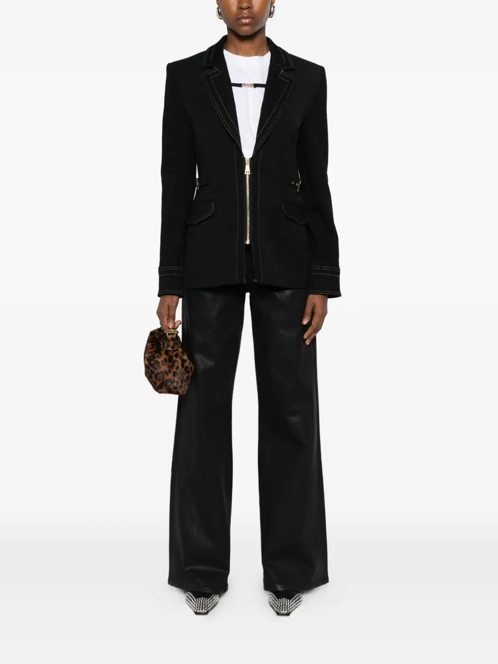 Versace Jeans Couture Zip-up Fitted Jacket In Black