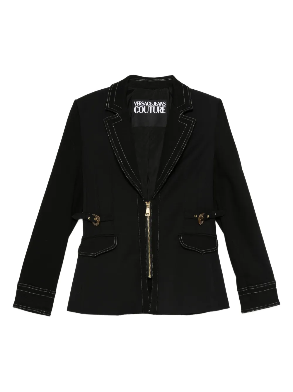Versace Jeans Couture Zip-up Fitted Jacket In Black