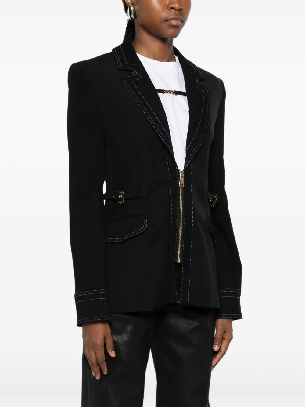 Versace Jeans Couture Zip-up Fitted Jacket In Black