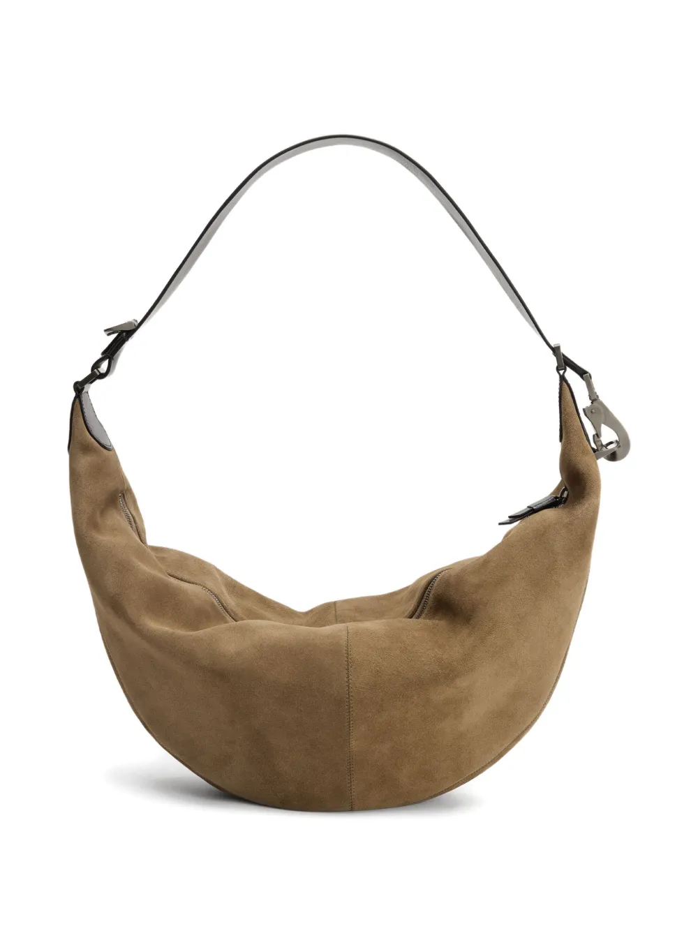 Lemaire Suede Leather Zip Shoulder Bag In Brown