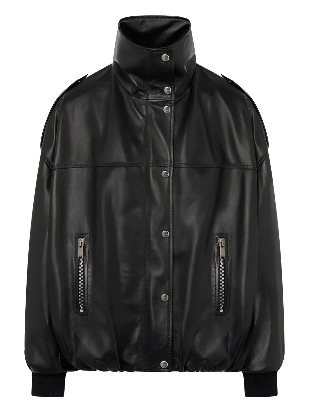 Halfboy snap-button leather jacket | Black | Image 1