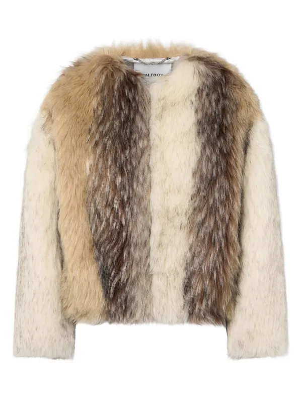 Halfboy Long-sleeve Faux-fur Jacket in BEIGE