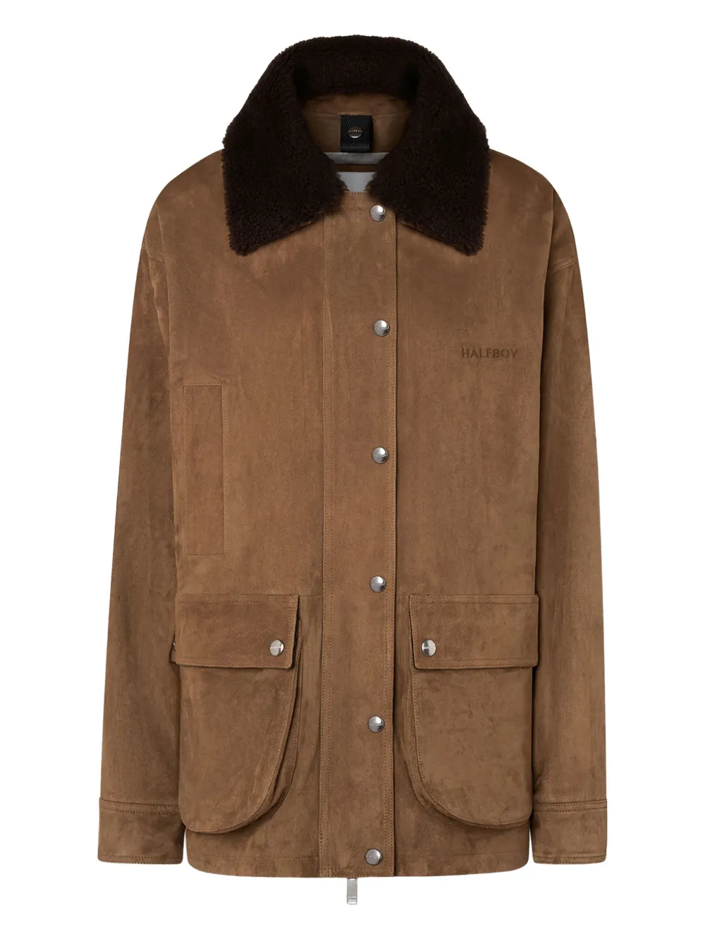 Halfboy Suede Corduroy-collar Jacket In Brown