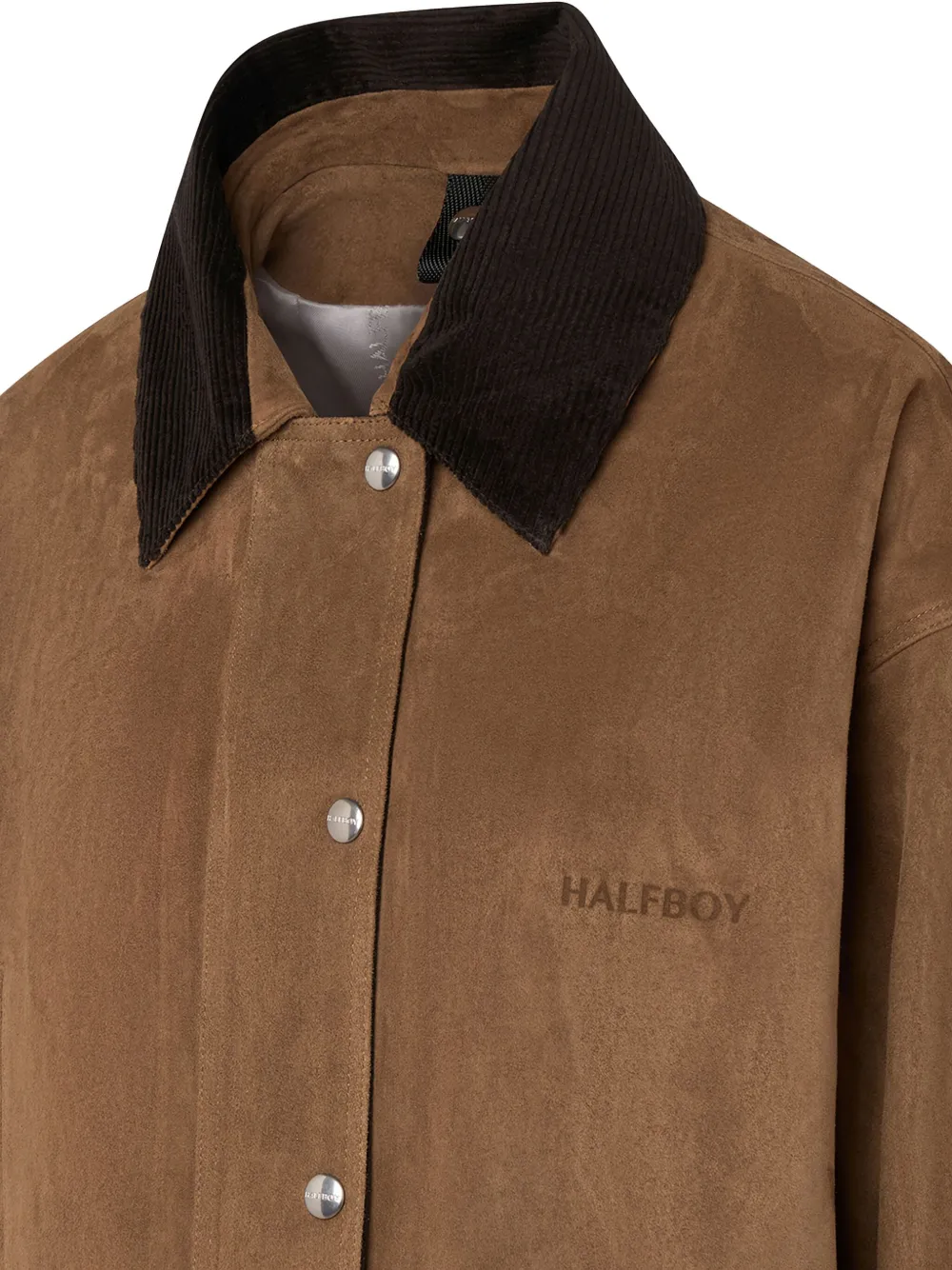 Halfboy Suede Corduroy-collar Jacket In Brown
