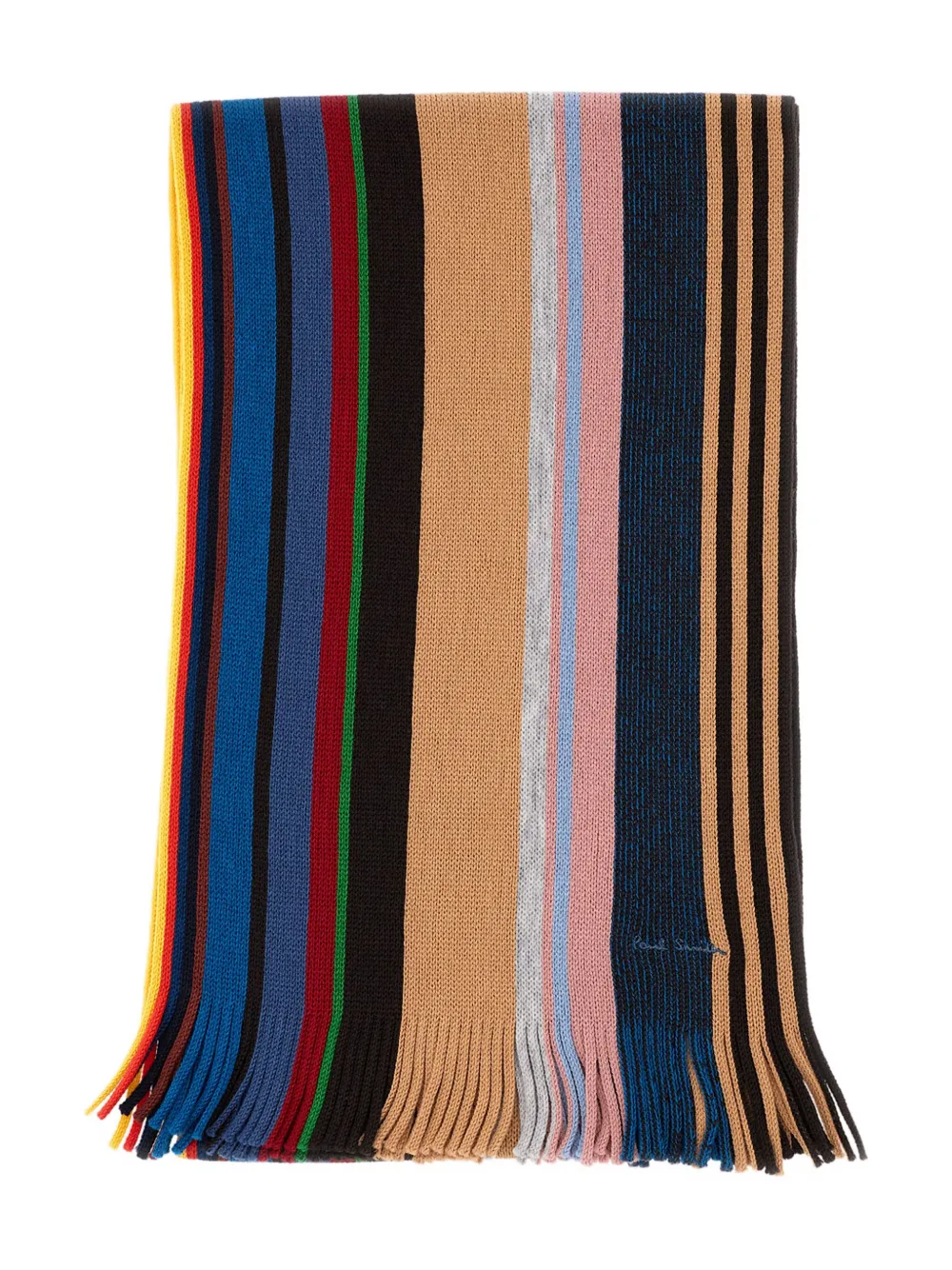 Paul Smith signature-stripe fringed scarf - BEIGE Paul Smith signature-stripe fringed scarf - BEIGE