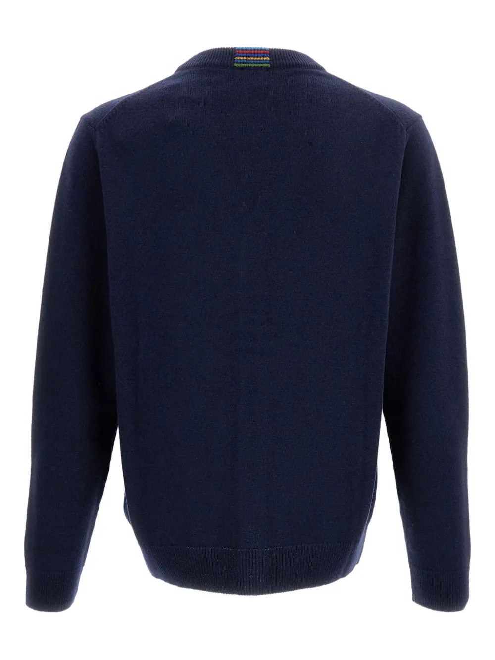 Paul Smith Long Sleeve V-neck Cardigan With Ribbed Cuffs And Hem In Blue