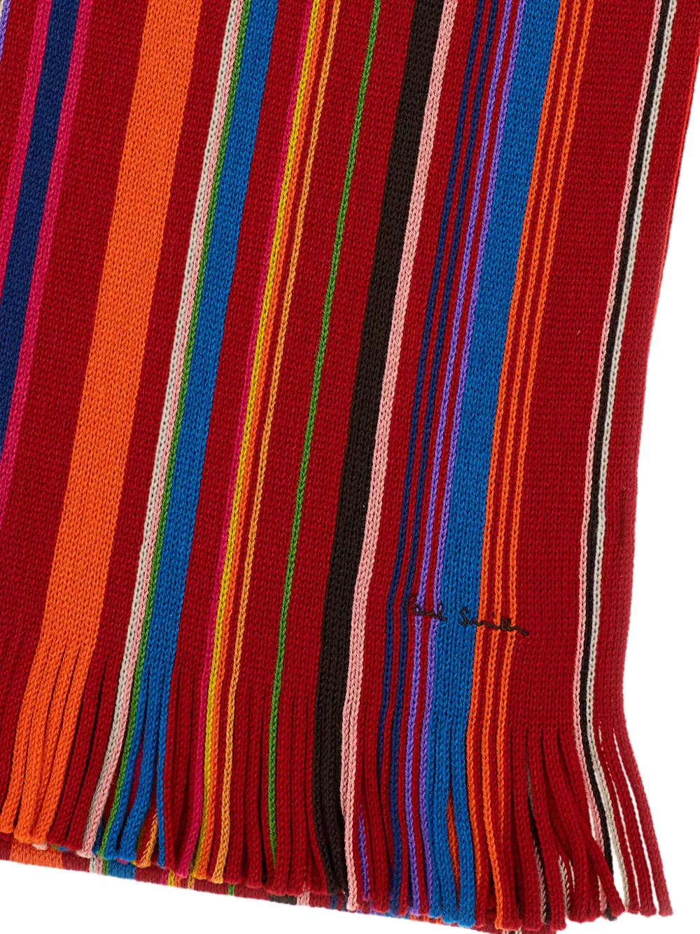 Paul Smith striped fringed scarf - Rood