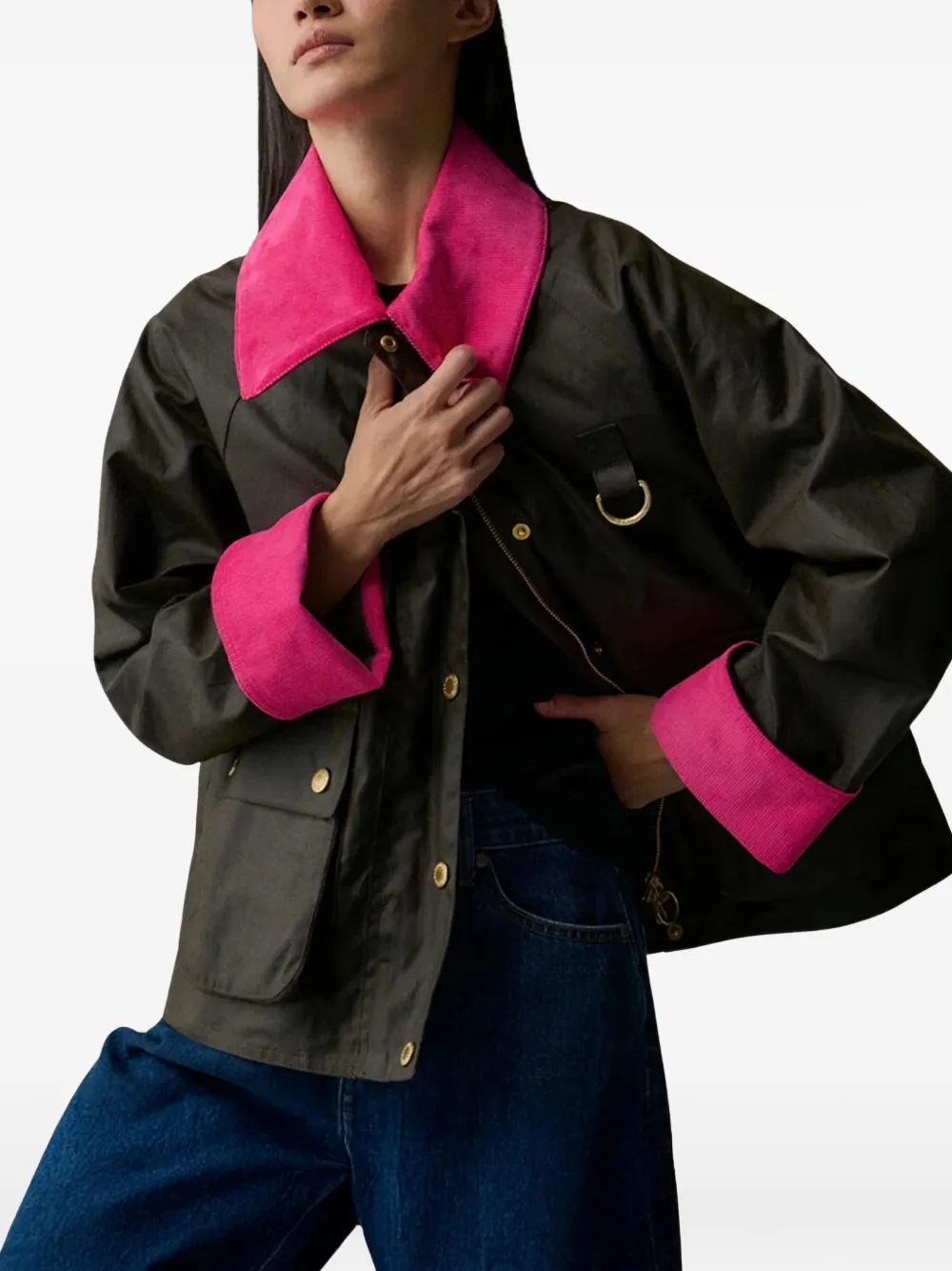 Barbour Tweekleurig katoenen trainingsjack Groen