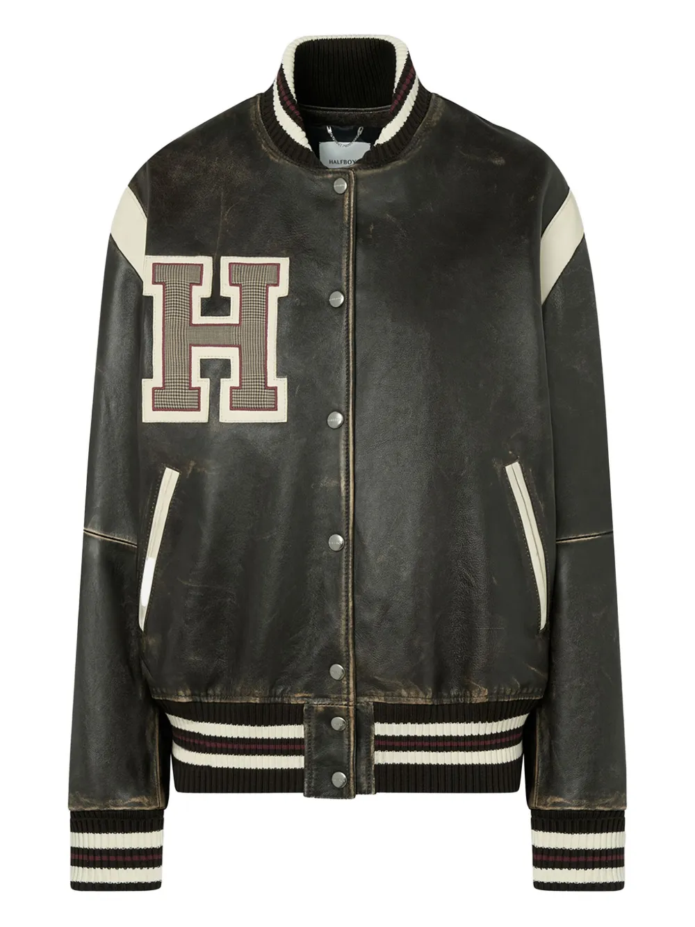Halfboy Leather Bomber Jacket In Gray