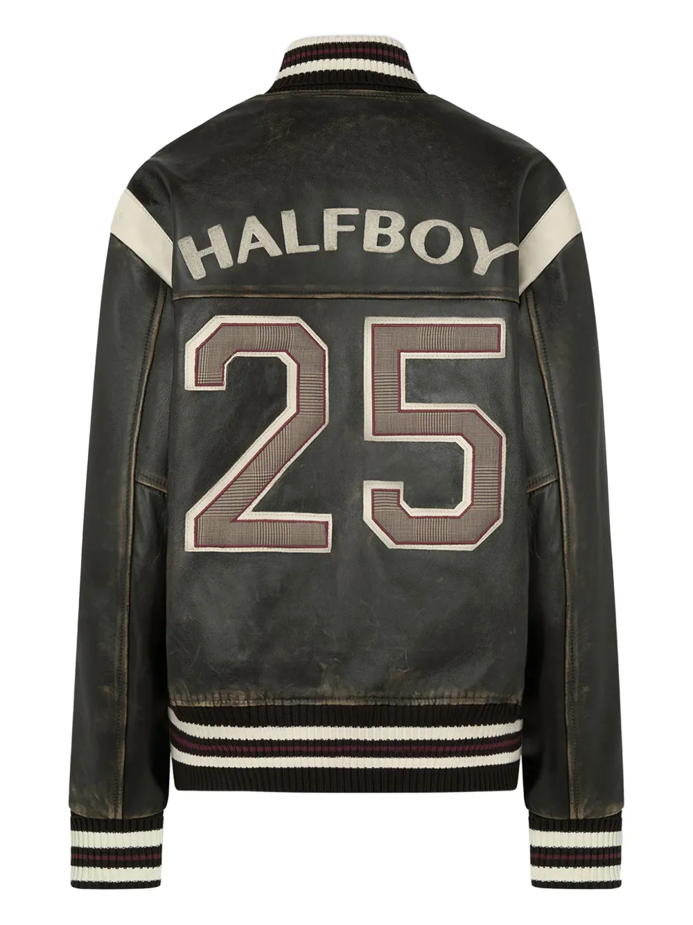 Halfboy Leather Bomber Jacket In Gray