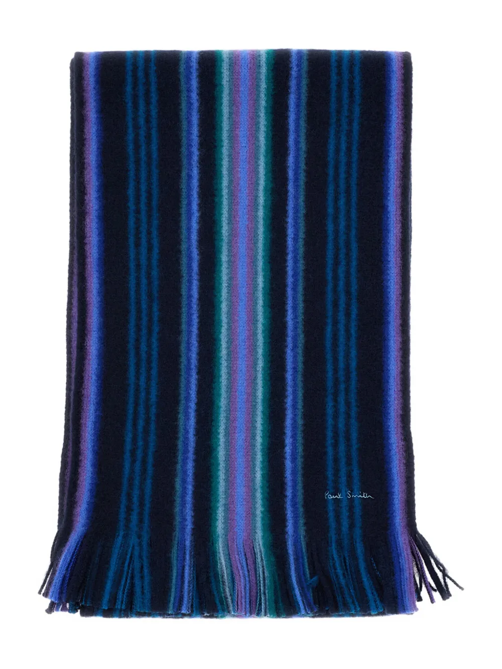 Paul Smith signature-stripe wool scarf - ブルー Paul Smith signature-stripe wool scarf - ブルー