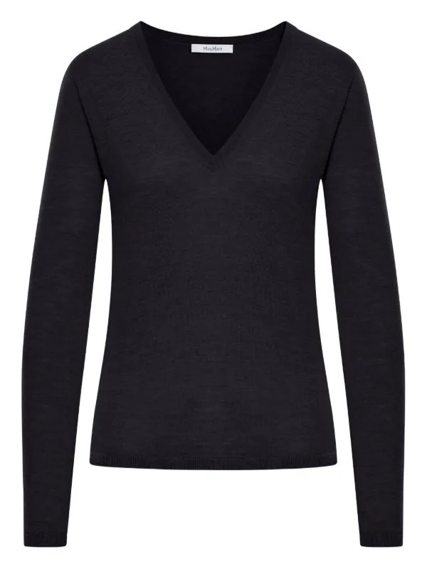 Max Mara V-neck Cashmere Sweater in Black