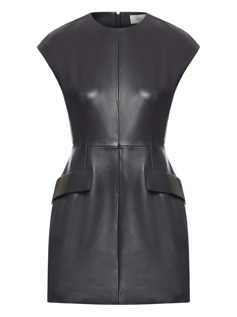 Sportmax flap-pocket leather mini dress | Black | Image 1