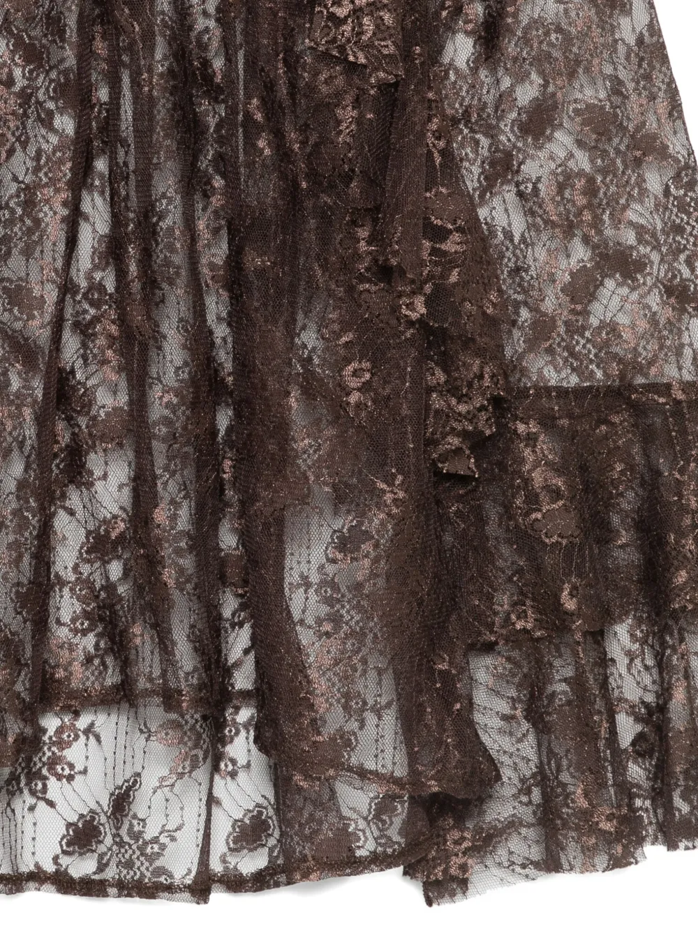 So Allure Floral-lace Ruffled Blouse In Brown