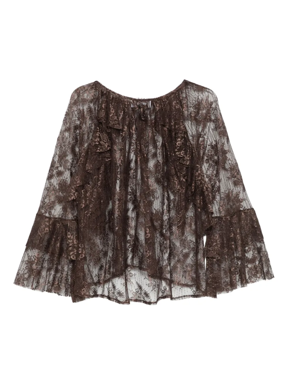 SO ALLURE floral-lace ruffled blouse - Bruin