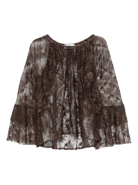 SO ALLURE floral-lace ruffled blouse 
