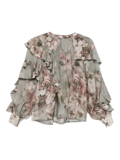 SO ALLURE floral-print ruffled blouse