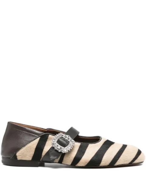Wales Bonner striped buckle-fastening ballet flats