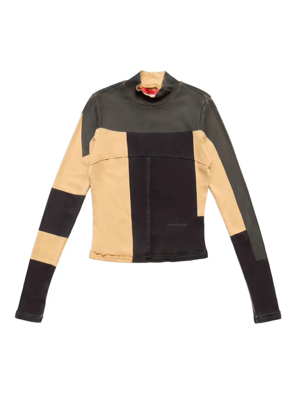 Eckhaus Latta Redacted Lapped Baby Turtleneck Top In Animal Print