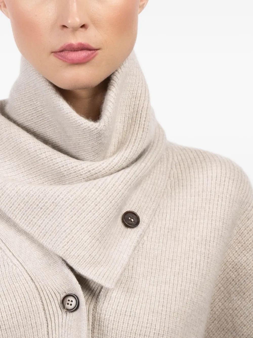 Le Kasha Cashmere Detachable-scarf Derios Cardigan In Neutral