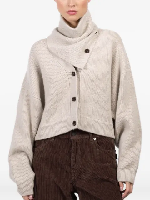 Le Kasha detachable-scarf V-neck cardigan
